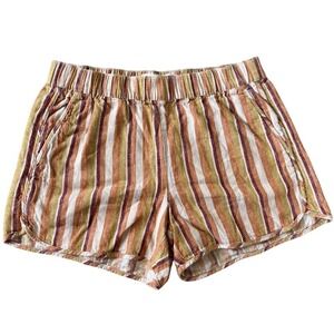 Madewell Linen Cotton‎ Pull On Shorts Rainbow Stripe Sz XS Beach Sustainable